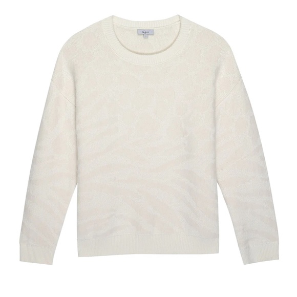 NEW Rails Chance Ivory Pink Animal Print Cashmere Blend Long Sleeve Sweater